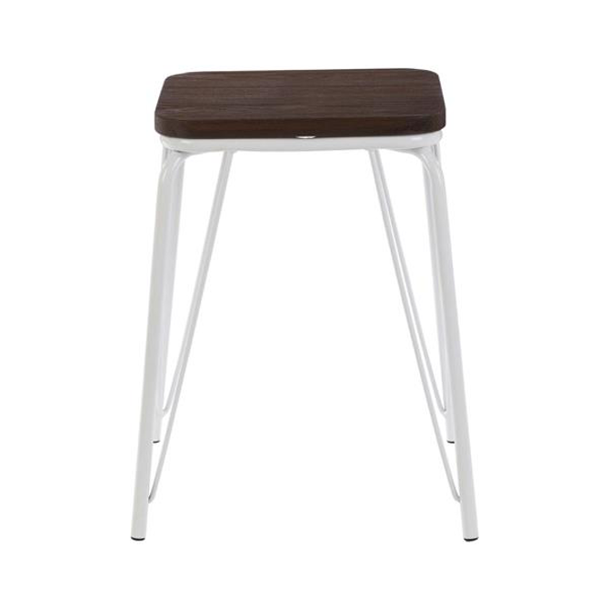 District White Metal & Elm Small Wood Stool