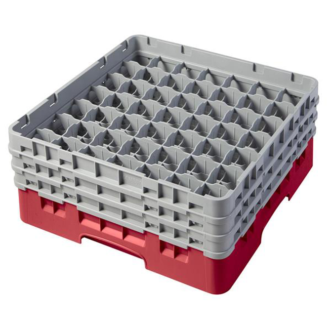 49 Compartment Glass Rack with 3 Extenders H174mm - Red