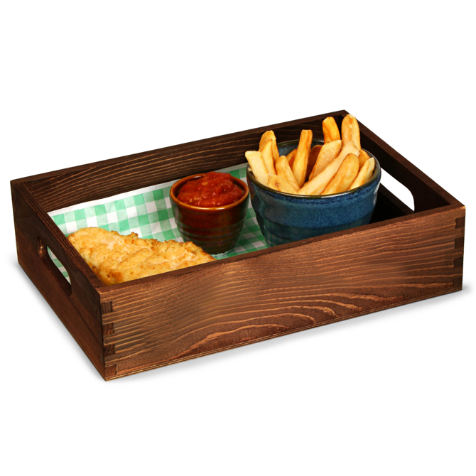 Wooden Burger Tray Dark Pine 28 x 19 x 6cm