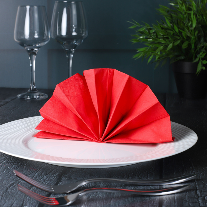 3ply 4 Fold Red Napkins 40cm x 40cm