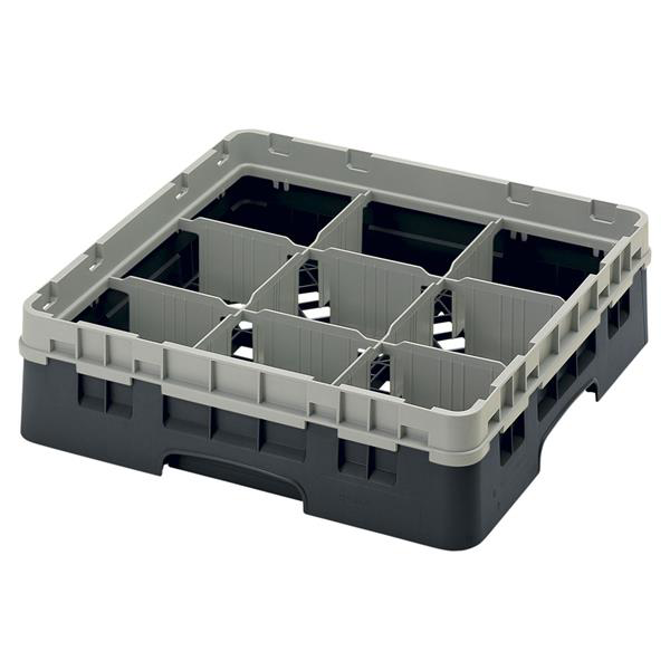 9 Compartment Glass Rack with 1 Extender H92mm - Black