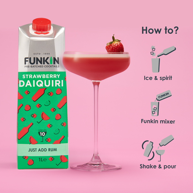 Funkin Strawberry Daiquiri Cocktail Mixer 1ltr