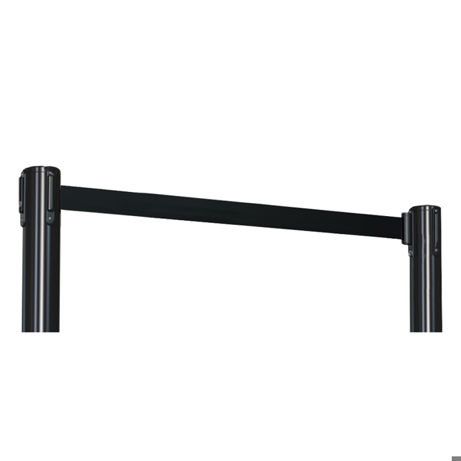 Black Barrier Post With Retractable Black Belt