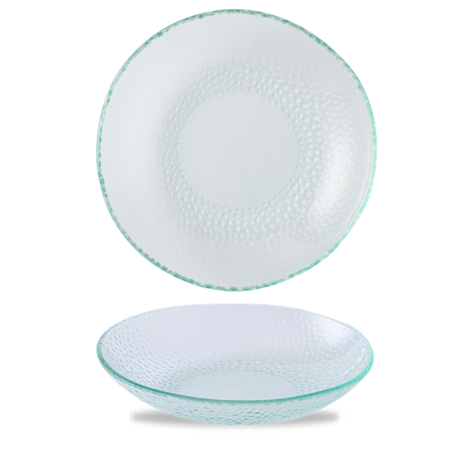 Isla Glass Clear Organic Glass Round Bowl 9.625inch / 24.5cm