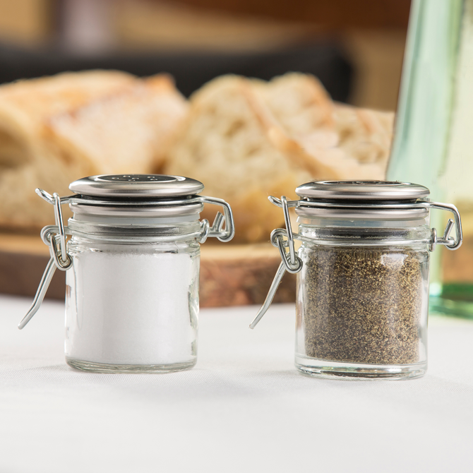 Small Resealable Salt & Pepper Shaker with Clip Top