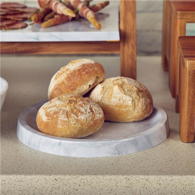 White Marble Agra Melamine Round Slab 28.5cm