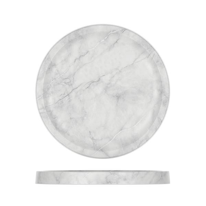 White Marble Agra Melamine Round Tray 23cm