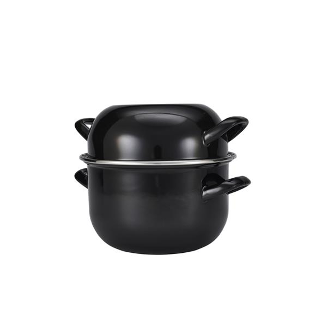 Black Enamel Mussel Pot 20cm (Dia)