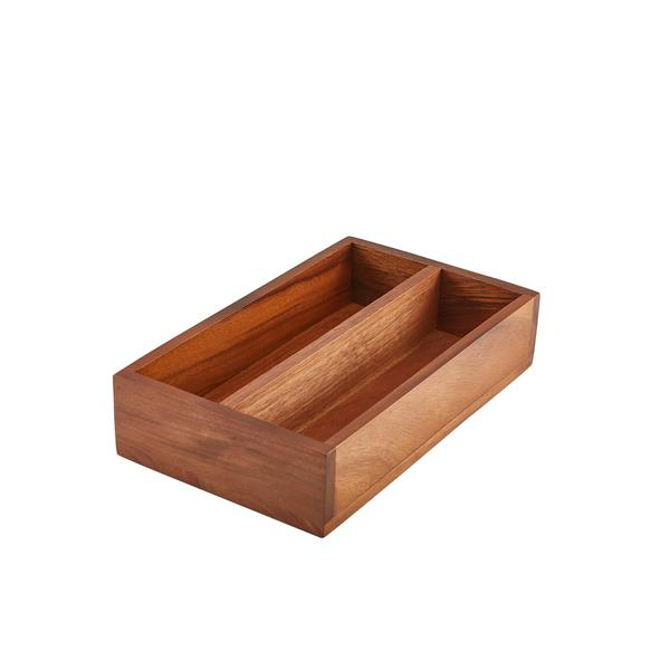 GenWare Acacia Wood 2 Compartment Cutlery Tray