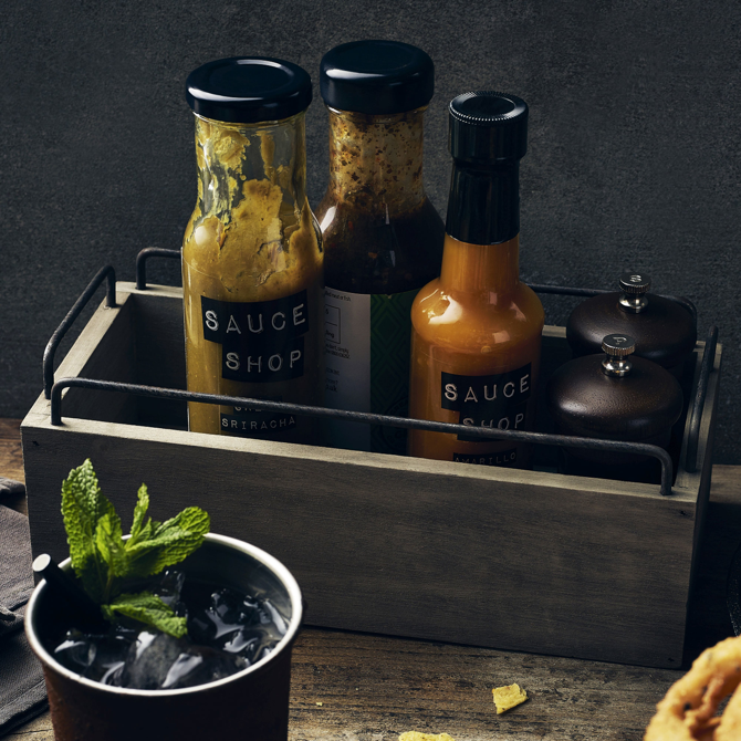 Industrial Wooden Condiment Crate 10inch / 25cm