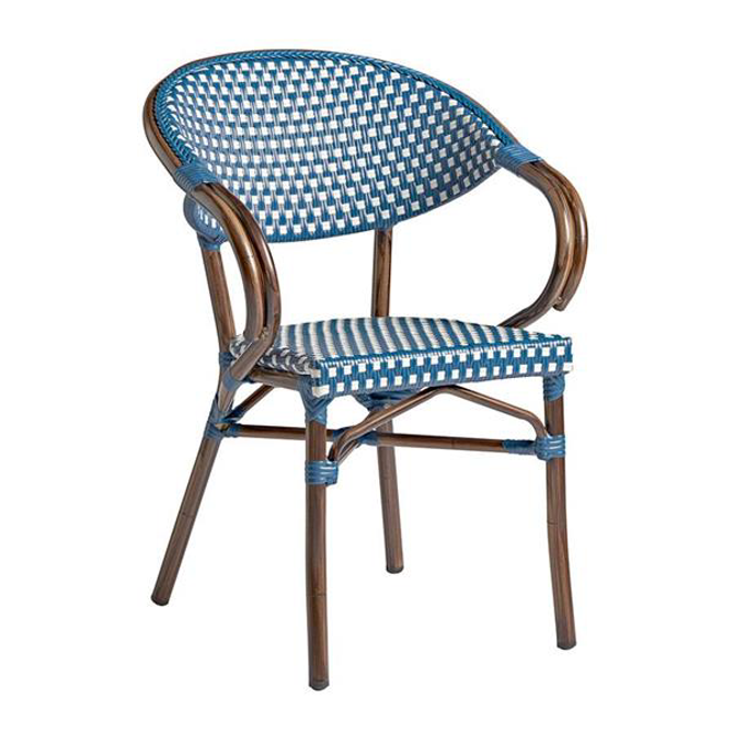 Panda Arm Chair Blue & White Weave