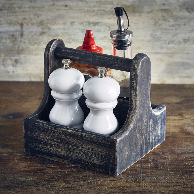 Genware Small Wooden Table Caddy Black