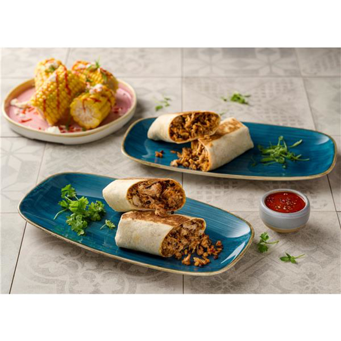 Churchill Stonecast Java Blue Chefs Oblong Plate 13.875 x 7.375inch