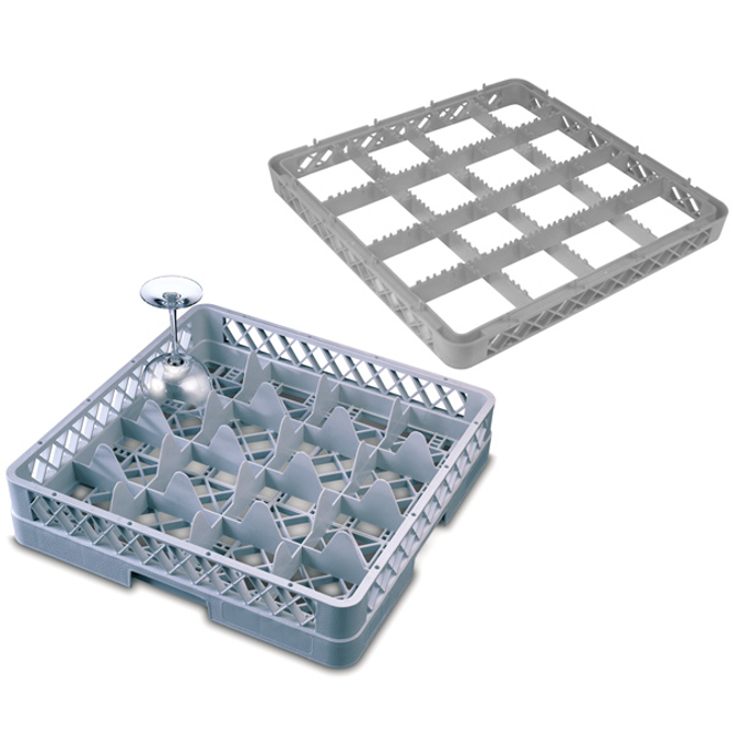 16 Compartment Glass Rack with 4 Extenders