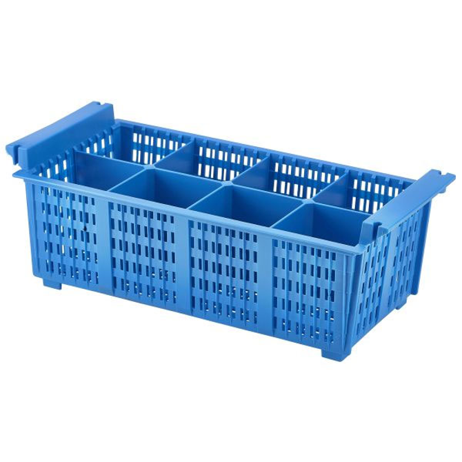 Blue 8 Compart Cutlery Basket 43cm X 21cm