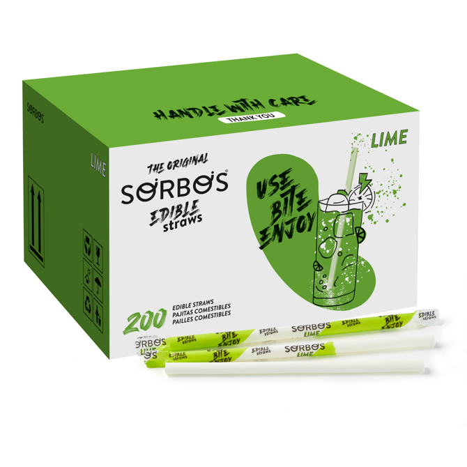 Sorbos Edible Straws Lime Flavour 7.5inch