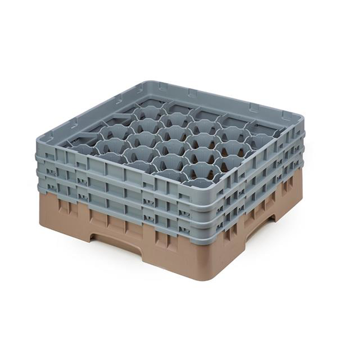 30 Compartment Glass Rack with 3 Extenders H174mm - Beige