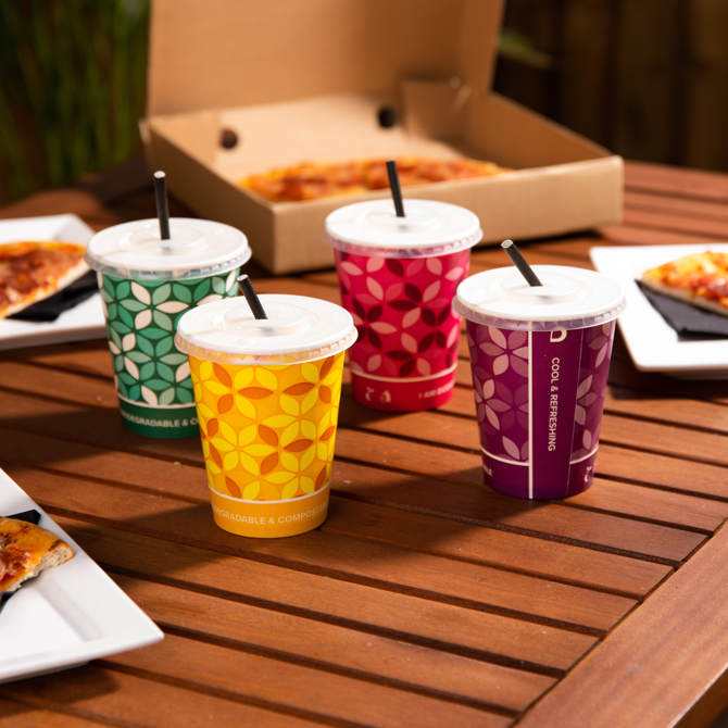 Cool & Refreshing Mixed Colour PLA Cups 16oz / 450ml