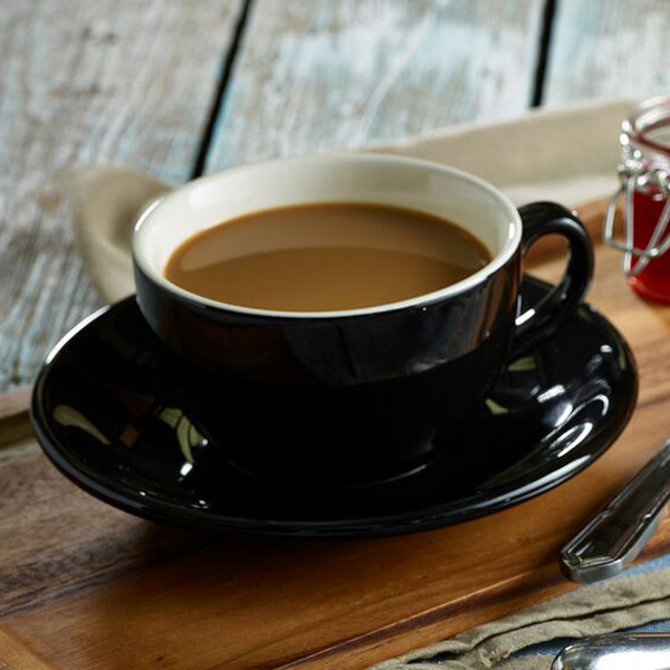 GenWare Black Bowl Shaped Cup and Saucer 12oz / 340ml