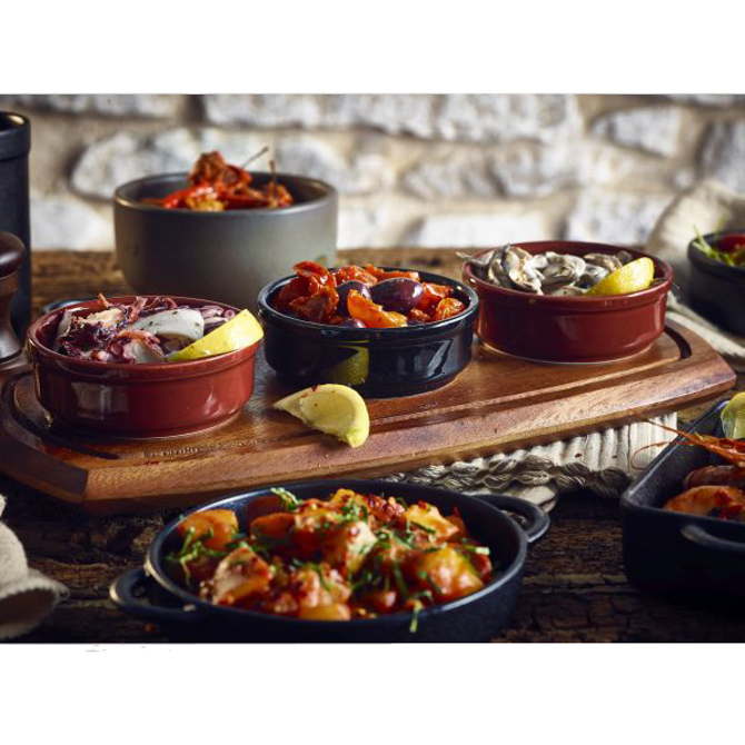 Genware Round Dish Black 4inch / 10cm