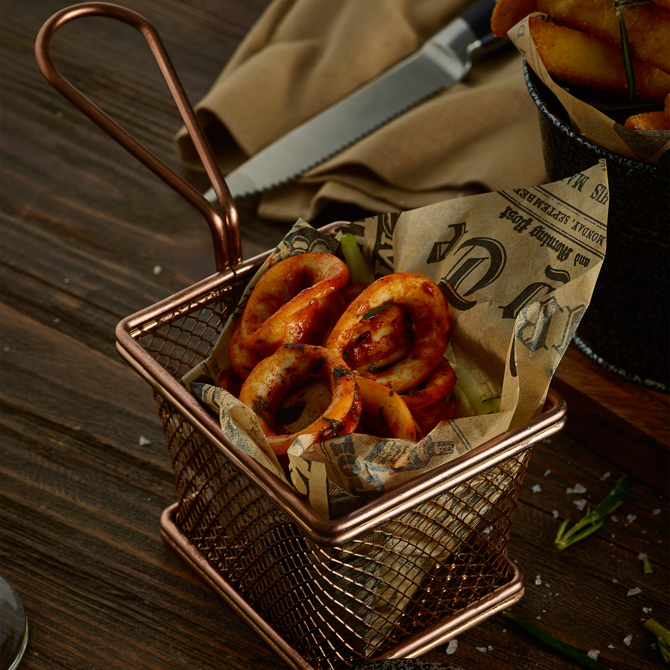 Genware Mini Presentation Fry Basket Copper 10 x 8 x 7.5cm