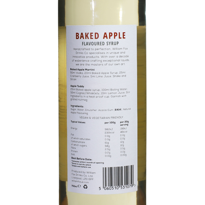William Fox Premium Baked Apple Syrup 75cl