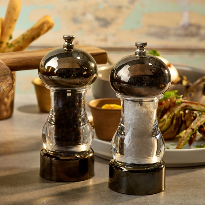 GenWare Gun Metal & Acrylic Salt/Pepper Grinder 14cm