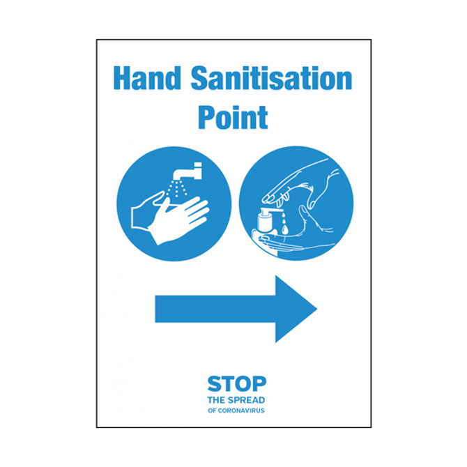 Hand Sanitisation Point Arrow Left A4 Self Adhesive Vinyl