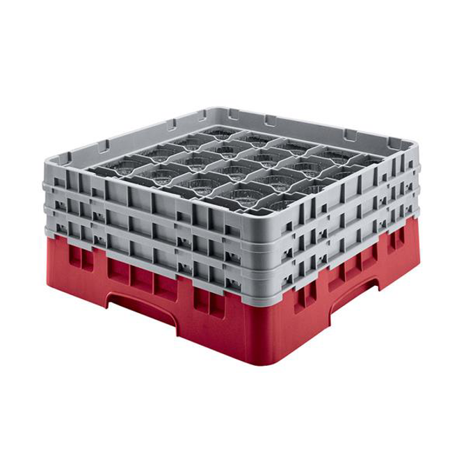 36 Compartment Glass Rack with 3 Extenders H155mm - Red