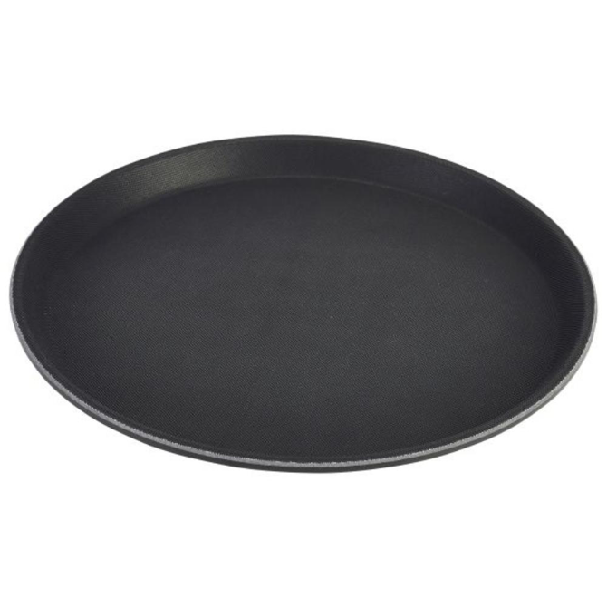Genware Black Gengrip Fibreglass Round Tray 14inch / 35.5cm
