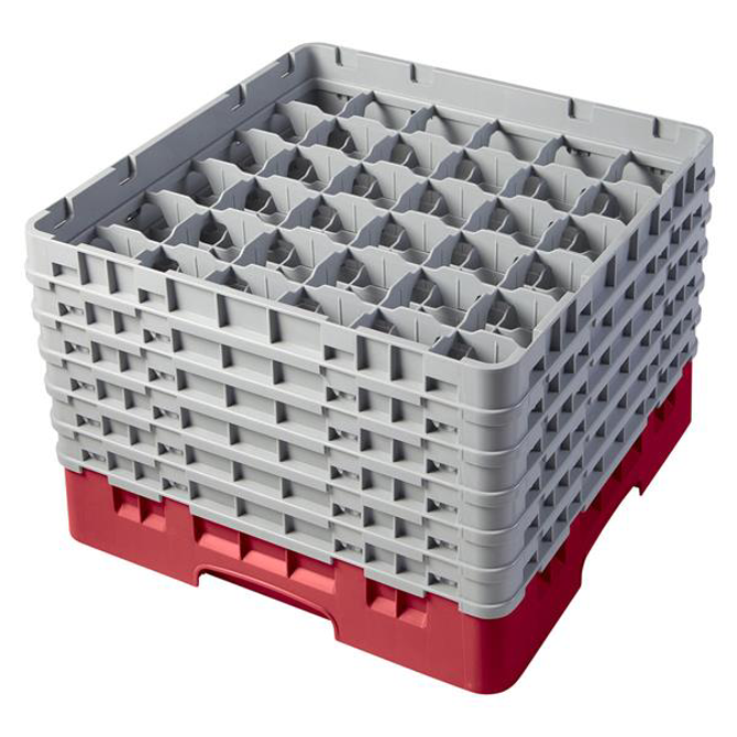 36 Compartment Glass Rack with 6 Extenders H298mm - Red