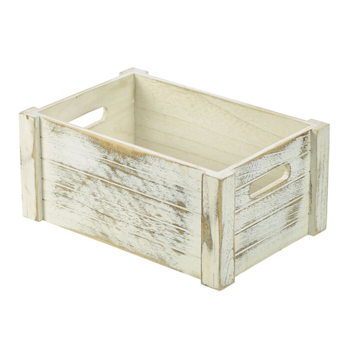 Wooden Crate White Wash Finish 34 x 23 x 15cm