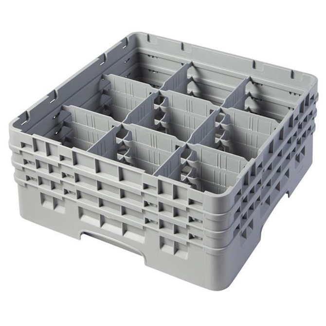 9 Compartment Glass Rack with 3 Extenders H174mm - Grey
