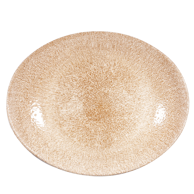 Studio Prints Raku Oval Coupe Plate Garnet Orange 12.5inch / 31.7cm	