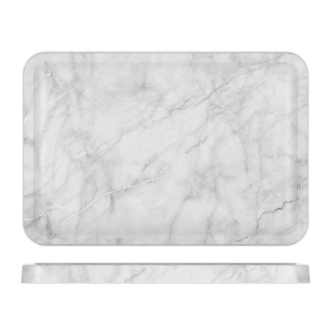 White Marble Agra Melamine Tray 34 x 23cm