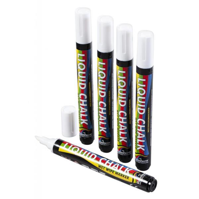 Chisel Tip Chalk Pen White 5mm - Pack of 5