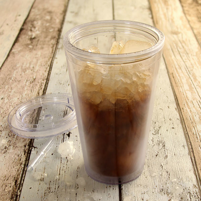 Insulated Reusable Plastic Tumbler with Lid and Straw 16oz / 470ml