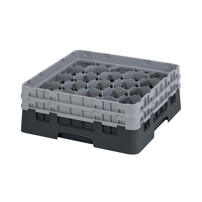 20 Compartment Glass Rack with 2 Extenders H133mm - Black