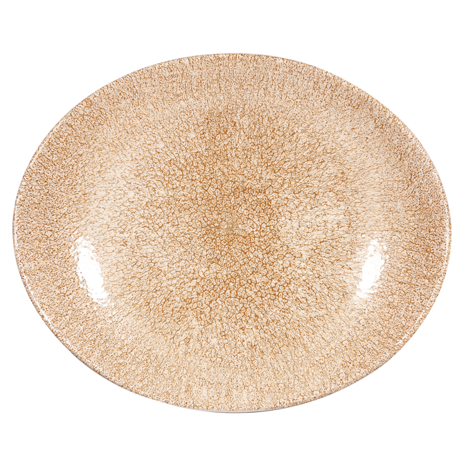 Studio Prints Raku Oval Coupe Plate Garnet Orange 10.62inch / 27cm