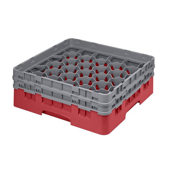 30 Compartment Glass Rack with 2 Extenders H133mm - Red
