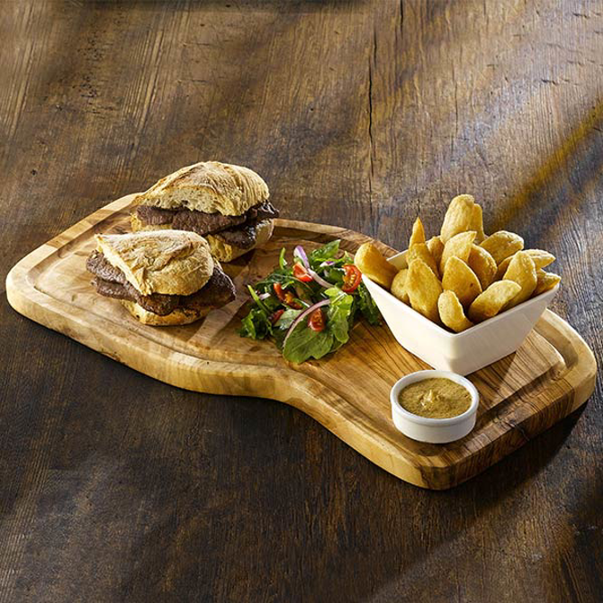 Genware Olive Wood Serving Board with Groove 40 x 21cm