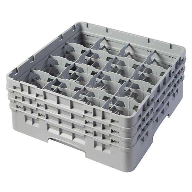 16 Compartment Glass Rack with 3 Extenders H174mm - Grey