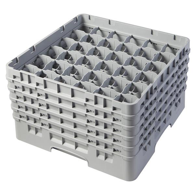 36 Compartment Glass Rack with 5 Extenders H279mm - Grey