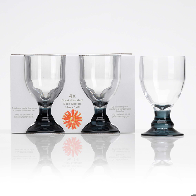 Flamefield Bella Acrylic Goblets with Black Stem 14oz / 410ml