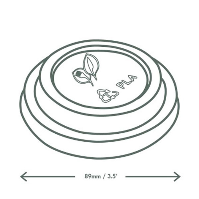 Compotable White CPLA Lids to Fit 89mm Paper Cups