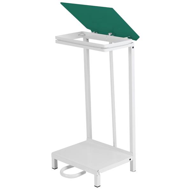 Mobile Polypropylene & Aluminium Open Sack Holder With Green Lid 92ltr