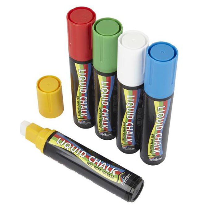 Chisel Tip Chalk Pen Mixed Colours 15mm - Pack of 5