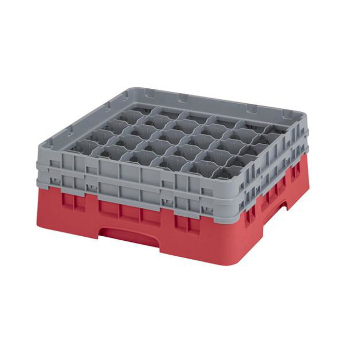 36 Compartment Glass Rack with 2 Extenders H133mm - Red