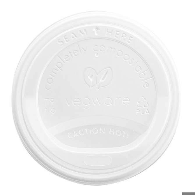 Compotable White CPLA Lids to Fit 79mm Paper Cups