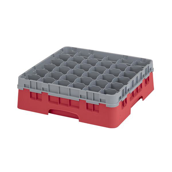 36 Compartment Glass Rack with 1 Extender H114mm - Red